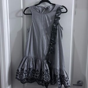 Striped Asymmetrical Dress with Lace Detail